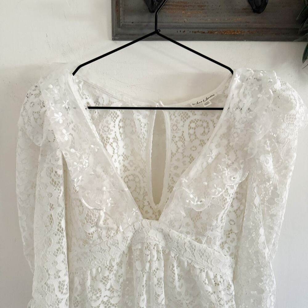 NEW For Love and Lemons White Santo Lace Romper XXS - Picture 2 of 7